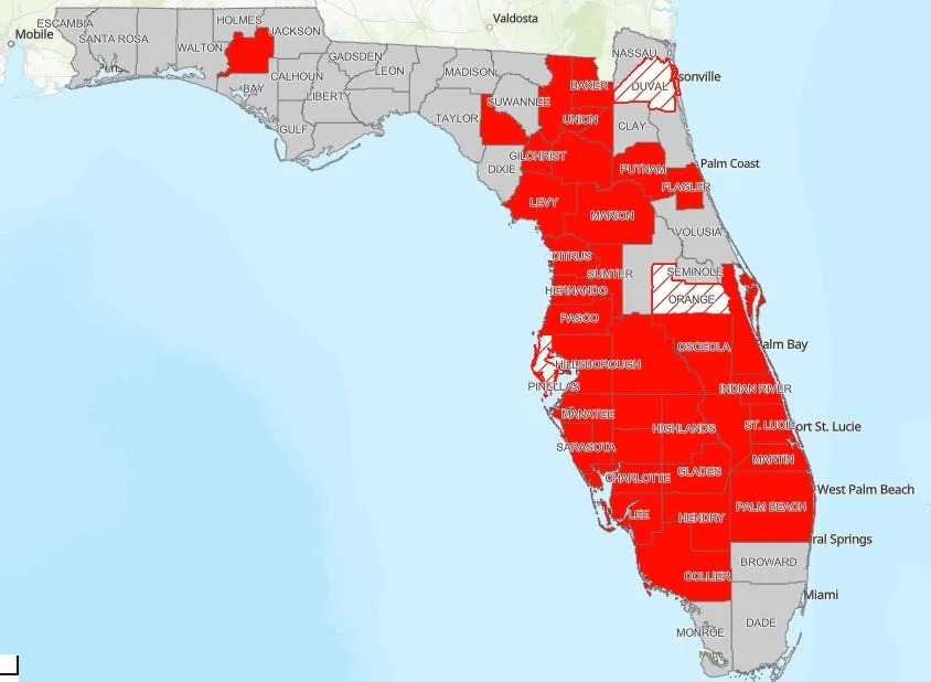 Thirty-five of Florida's 67 counties have issued burn bans, as of Feb. 17, 2026.