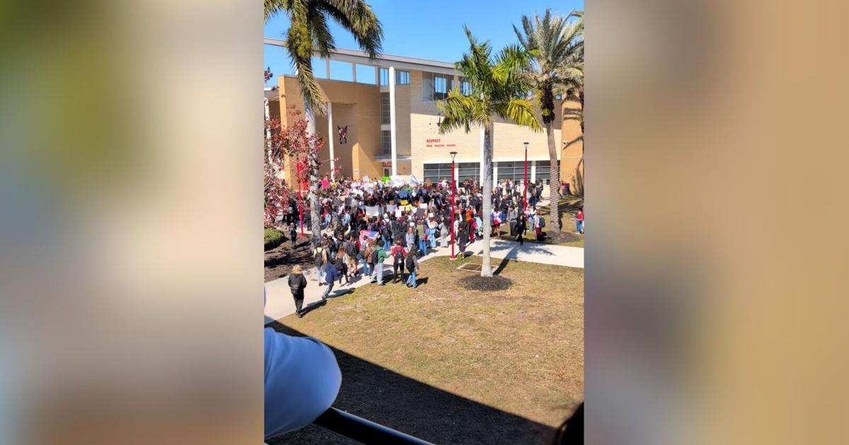 Video: North Fort Myers High School students walkout in protest of ICE | Lee County
