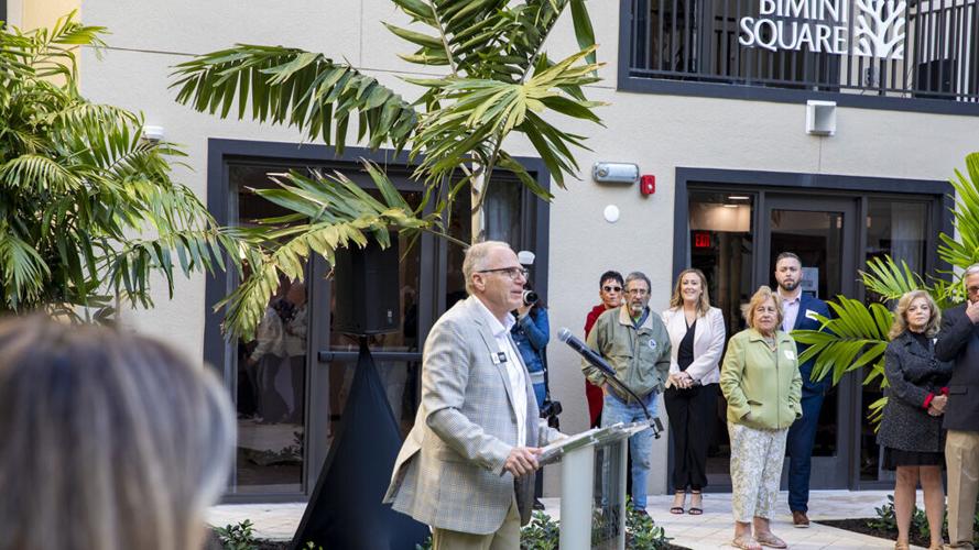 Larry Nygard speaks at Bimini Square opening