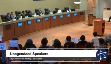 Public comment section of Tallahassee City Commission meeting.