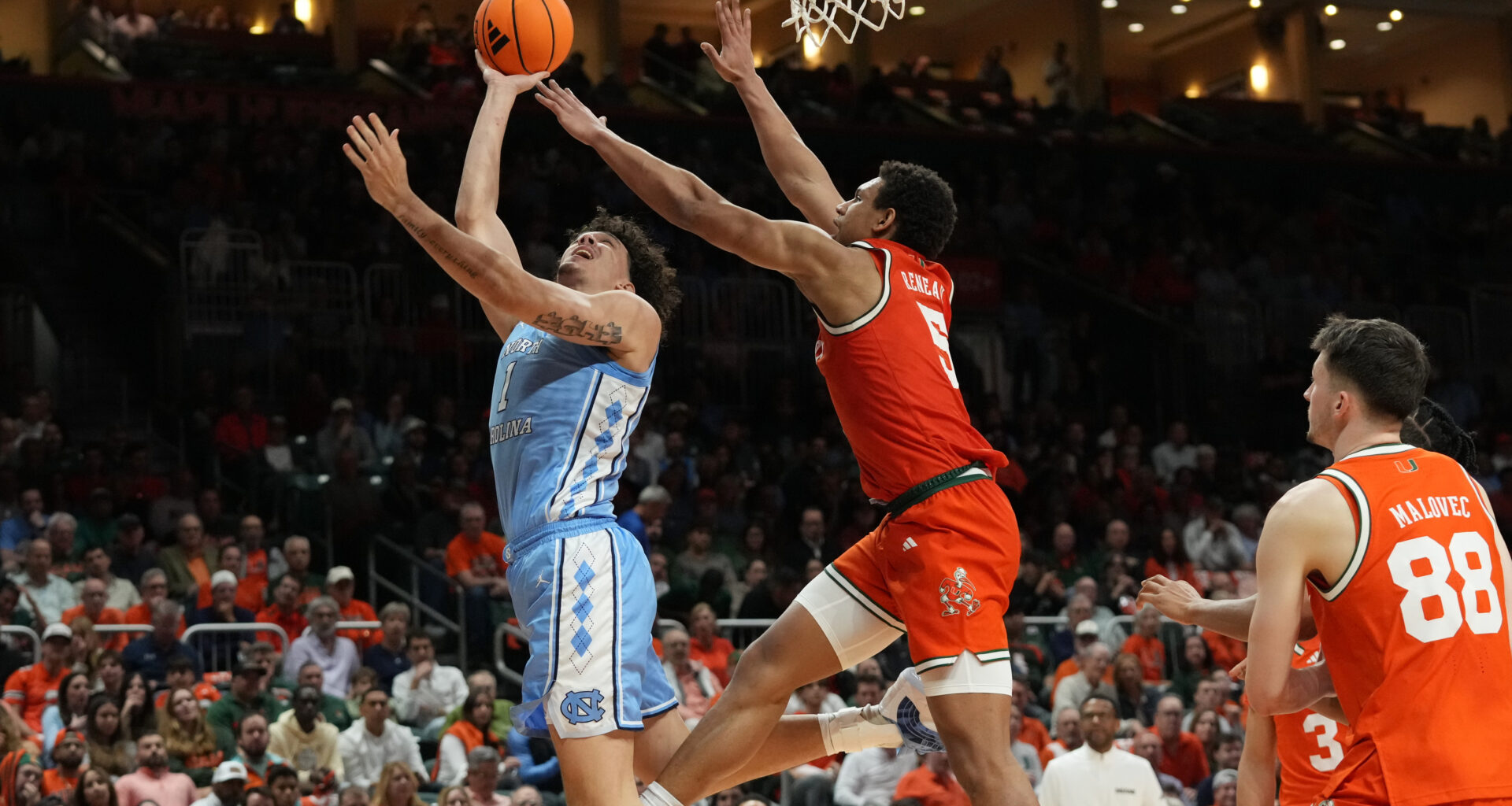 Miami never trails in 75-66 win over No. 11 North Carolina
