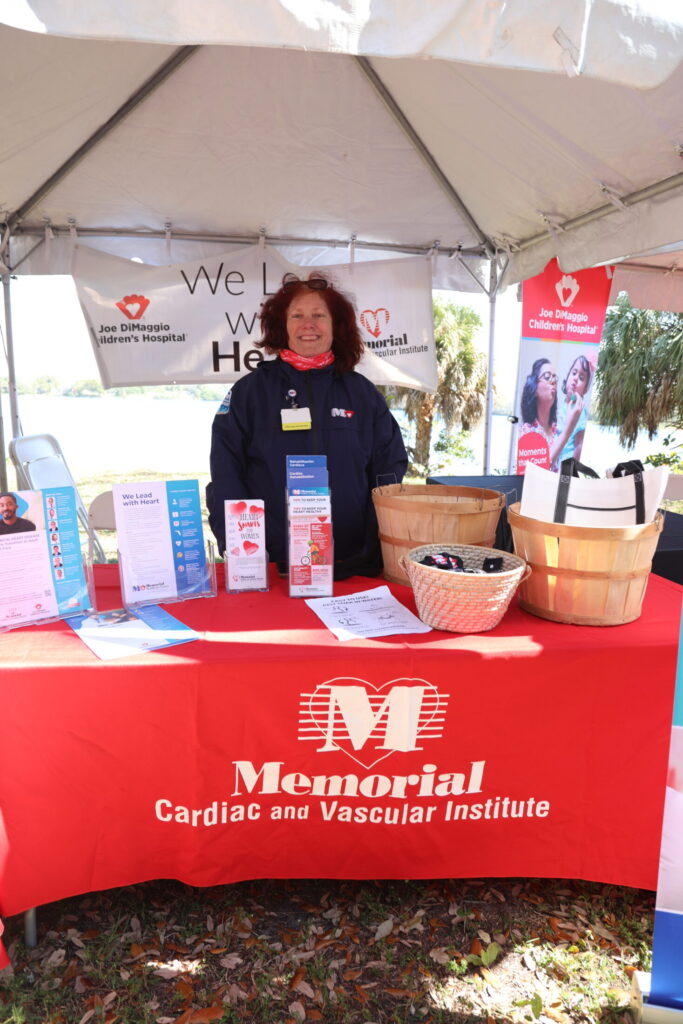 Memorial representative with logo sign.