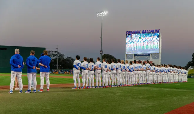 Florida Gators face Opening Day challenger UAB, Friday, February 13, 2026, at Condron Family Ballpark in Gainesville, Florida. The Gators lost Game 1 to the Blazers 9-7. [Cyndi Chambers/ Gainesville Sun] 2026