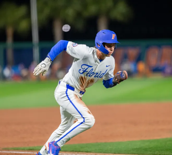 Florida's infielder Brendan Lawson (11) heads for home against UAB, Friday, February 13, 2026, at Condron Family Ballpark in Gainesville, Florida. The Gators lost Game 1 to the Blazers 9-7. [Cyndi Chambers/ Gainesville Sun] 2026