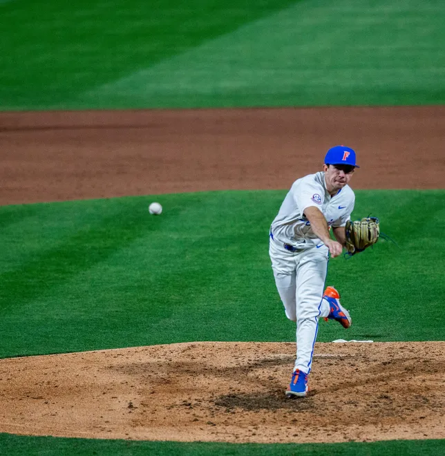 Florida's pitcher Ricky Reeth (31) pitches in relief against UAB, Friday, February 13, 2026, at Condron Family Ballpark in Gainesville, Florida. The Gators lost Game 1 to the Blazers 9-7. [Cyndi Chambers/ Gainesville Sun] 2026