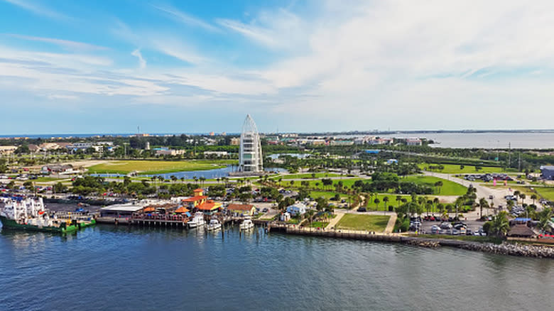 Aerial view of the cruise ship terminal in Cape Canaveral, Florida