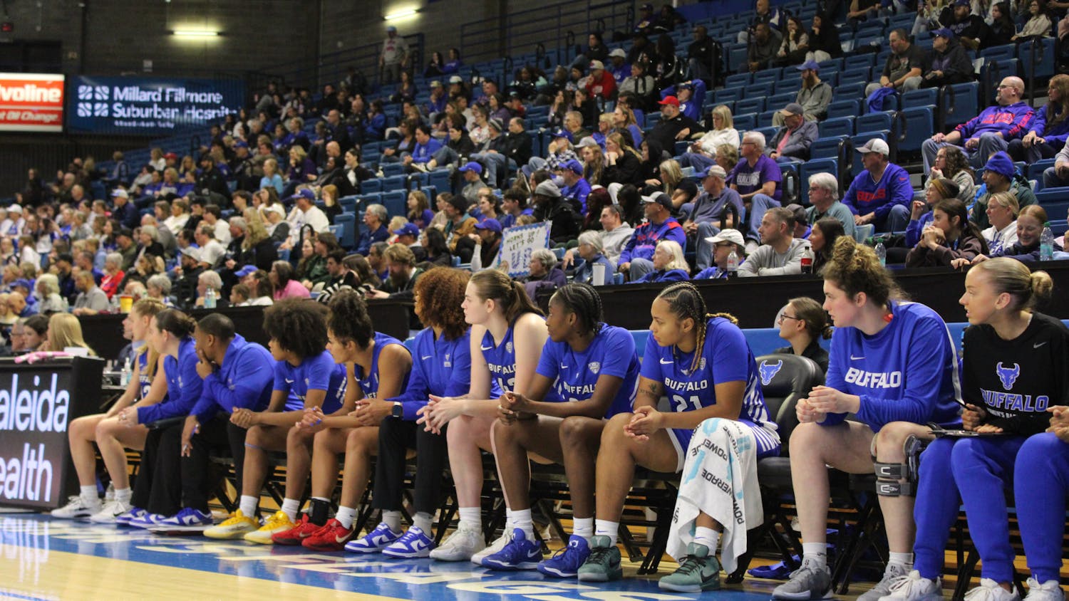 Women's basketball bench.