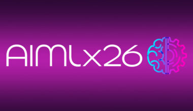 A graphic reading: "AIMlx26" with a stylized logo of a brain with gears.