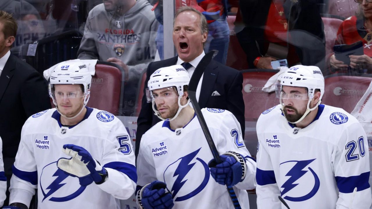 Tampa Bay Lightning head coach Jon Cooper is in his 14th season as the team's coach, with 11 playoff appearances and two Stanley Cup titles. (AP Photo/Rhona Wise)