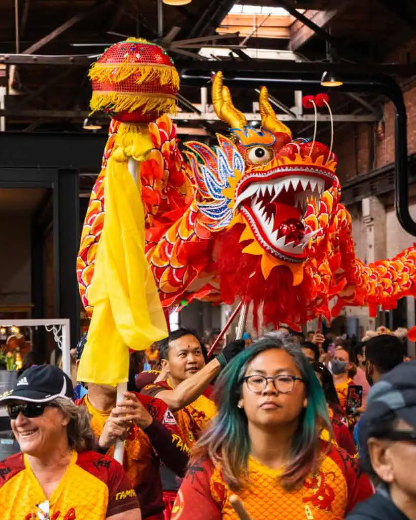 An outdoor Lunar New Year celebration