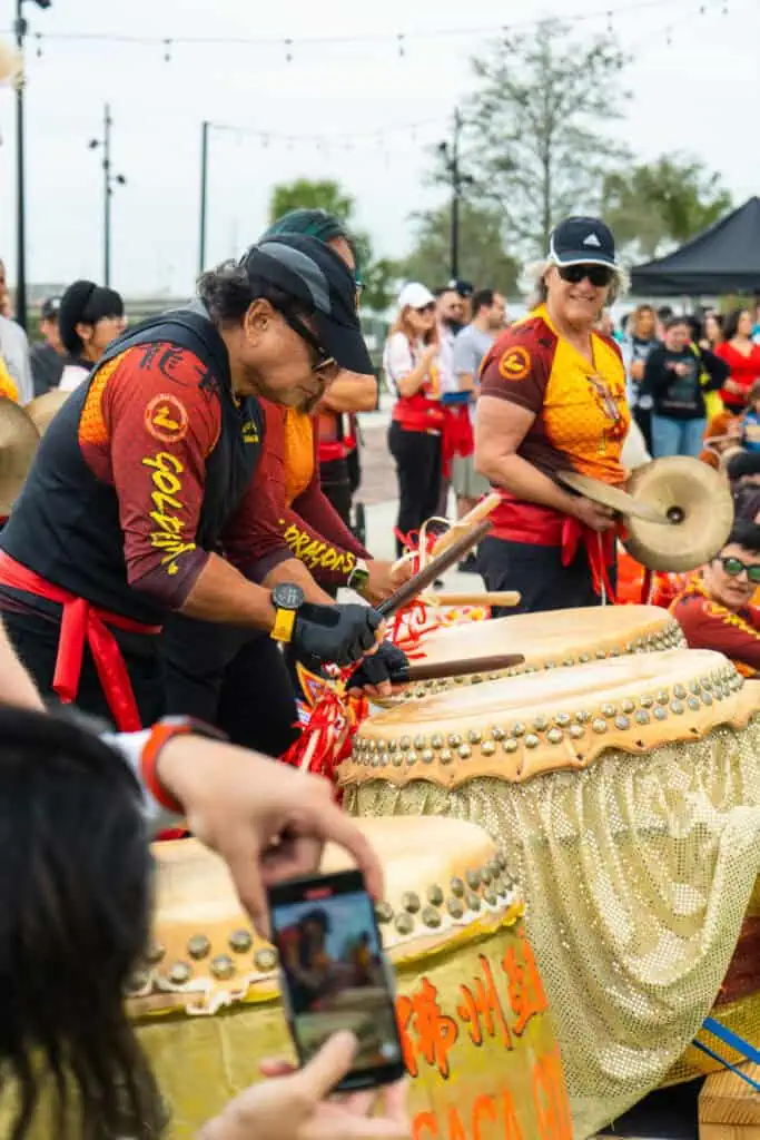 An outdoor Lunar New Year celebration