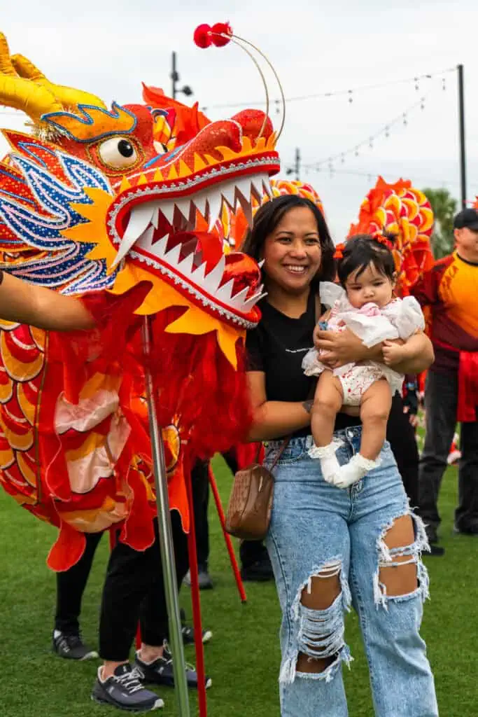 An outdoor Lunar New Year celebration