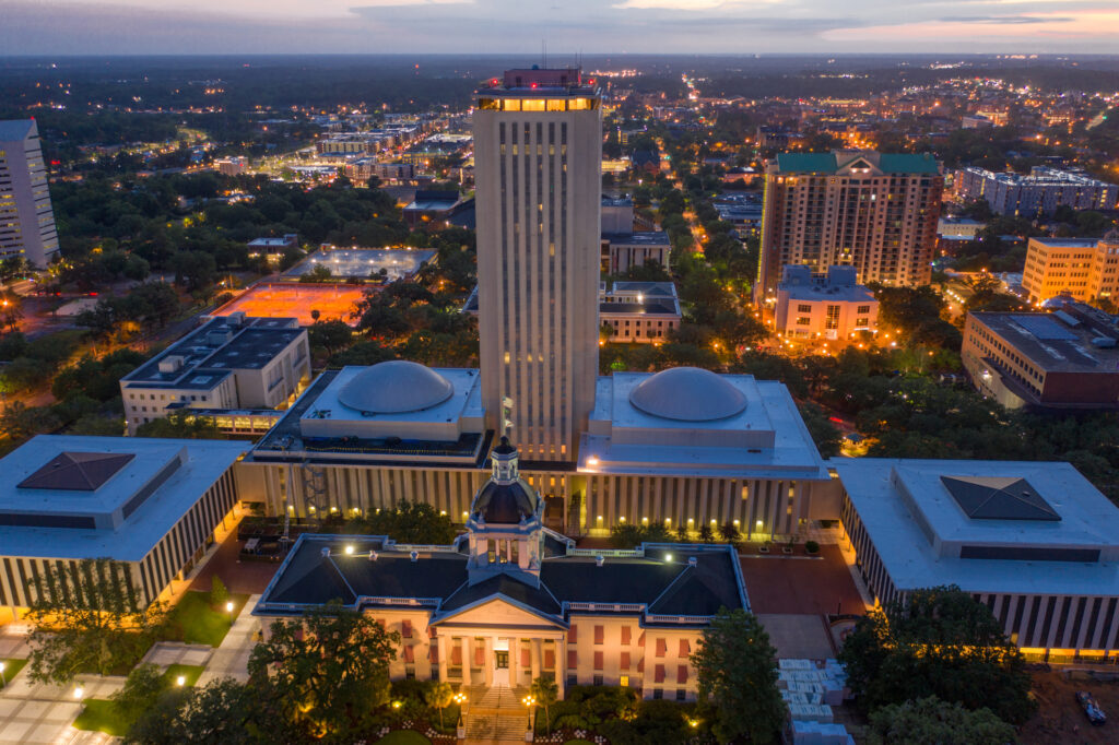 Aerial photo of downtown Tallahassee, Florida and the State Capitol