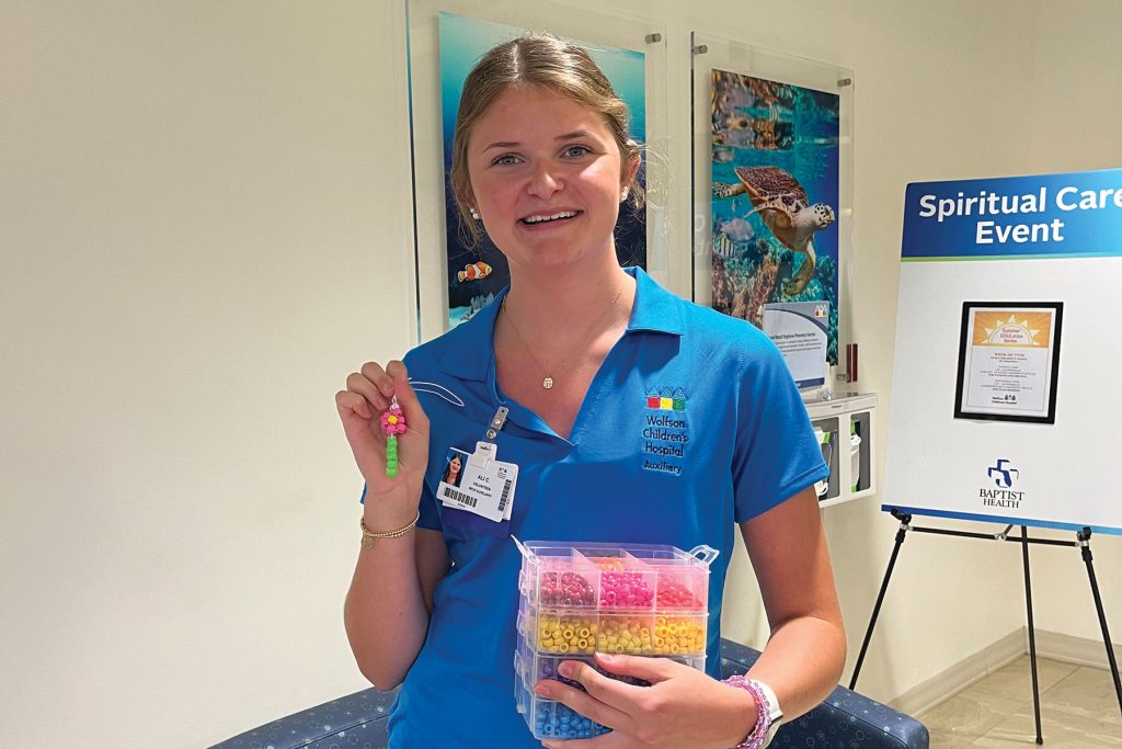 Ali Colteryahn brightens patients’ and families’ days with handmade bracelets at Wolfson Children’s Hospital