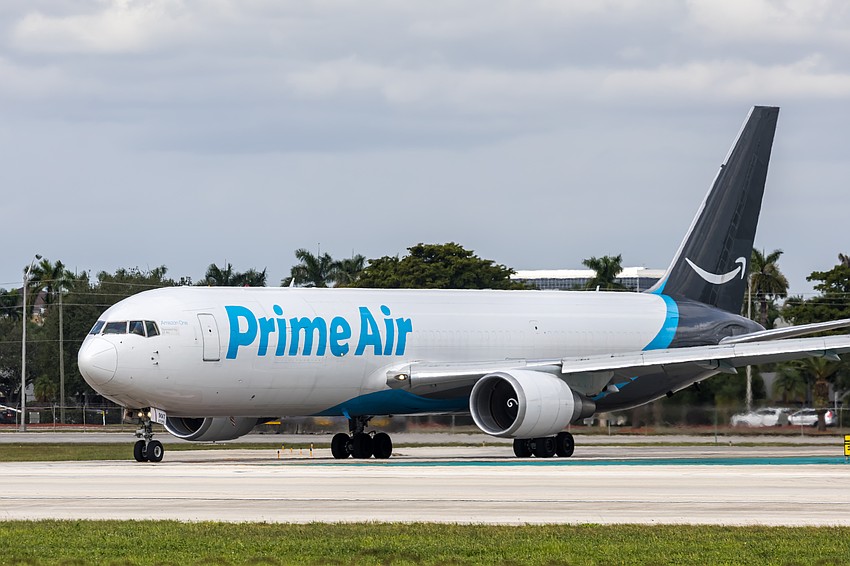 An Amazon Air Boeing 767-300 aircraft. The service was previously named Prime Air, and that branding remains on its planes. An Amazon Air Boeing 767-300 aircraft. The service was previously named Prime Air, and that branding remains on its planes.