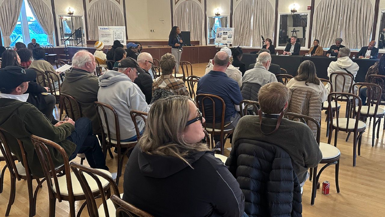 Tampa city council members, police, and more met with residents Monday night to discuss roadway improvements in Ybor City. (Sarah Blazonis/Spectrum News)
