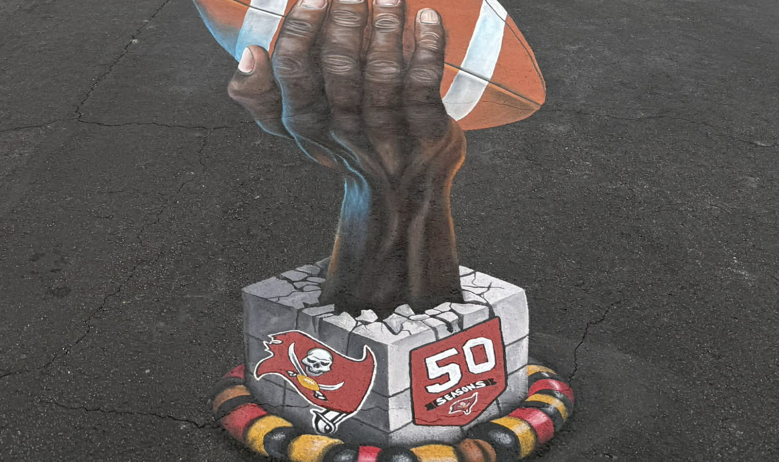 Tampa Bay Bucs unveil giant 3D chalk mural for Black History Month