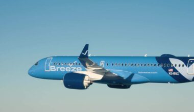 Breeze Airways flies its routes from Raleigh-Durham International Airport on Airbus A220-300 aircraft.