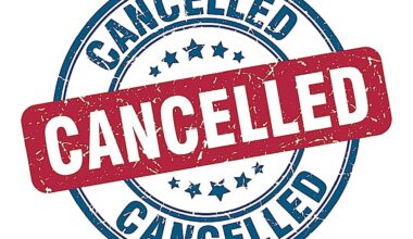 Ink print stamp saying 'cancelled'.