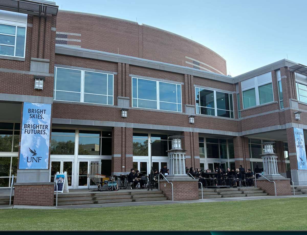 UNF Concert Band performed outside the Fine Arts Building Wednesday.