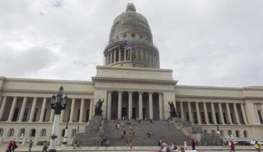 Tourists visit the Capitol building in Havana, Cuba on Nov. 15, 2018.