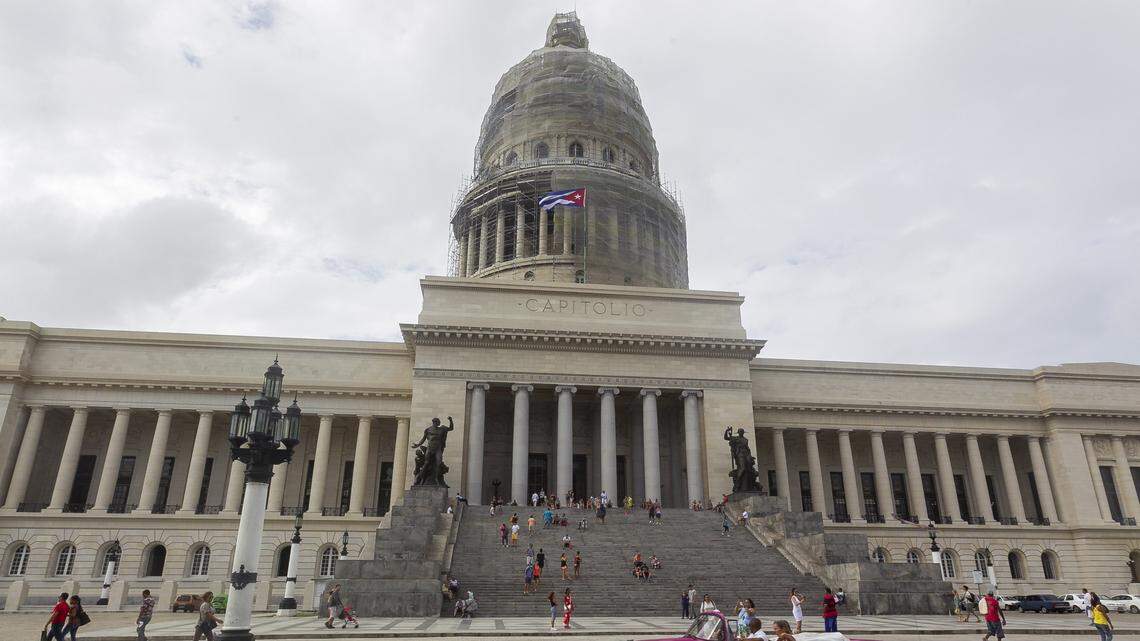 Tourists visit the Capitol building in Havana, Cuba on Nov. 15, 2018.