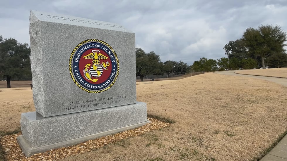 The Memorial Walkway at Tallahassee's National Cemetery features several monuments and could...