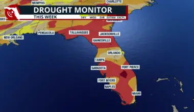 The Drought Monitor map, showing the severity of drought around Florida.