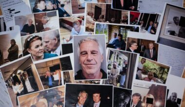 This photograph taken in Le-Perreux-sur-Marne, outside Paris on February 9, 2026 shows undated pictures provided by the US Department of Justice on January 30, 2026 as part of the Jeffrey Epstein files. US authorities on January 30, 2026, released the latest cache of files related to the investigation into the late conviceted sex offender Jeffrey Epstein. The files contained references to numerous high-profile figures. (Photo by Martin BUREAU / AFP via Getty Images)