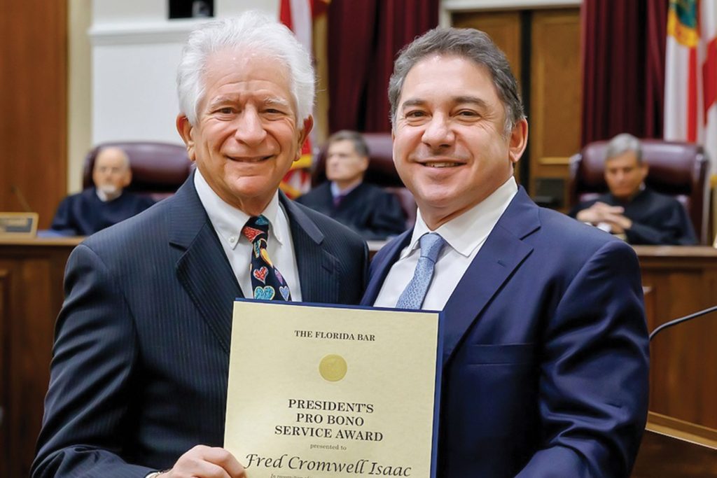 Fred Cromwell Isaac with Florida Bar President Roland Sanchez-Medina, Jr.