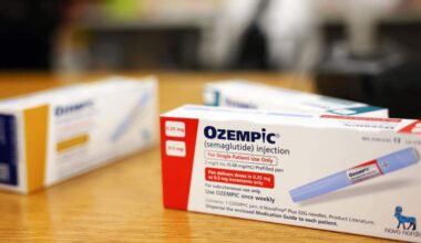Boxes of the diabetes drug Ozempic rest on a pharmacy counter on April 17, 2023, in Los Angeles.