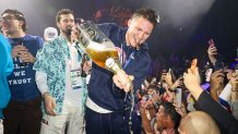 MIAMI, FLORIDA - FEBRUARY 23: Matthew Tkachuk attends a celebration of the USA Men's Hockey Team's Olympic Gold at E11EVEN Miami on February 23, 2026 in Miami, Florida.  (Photo by Alexander Tamargo/Getty Images for E11EVEN Miami)