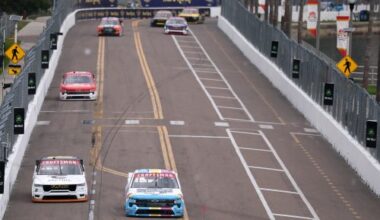Layne Riggs holds off ThorSport duo to win the inaugural Truck Series race at St. Pete