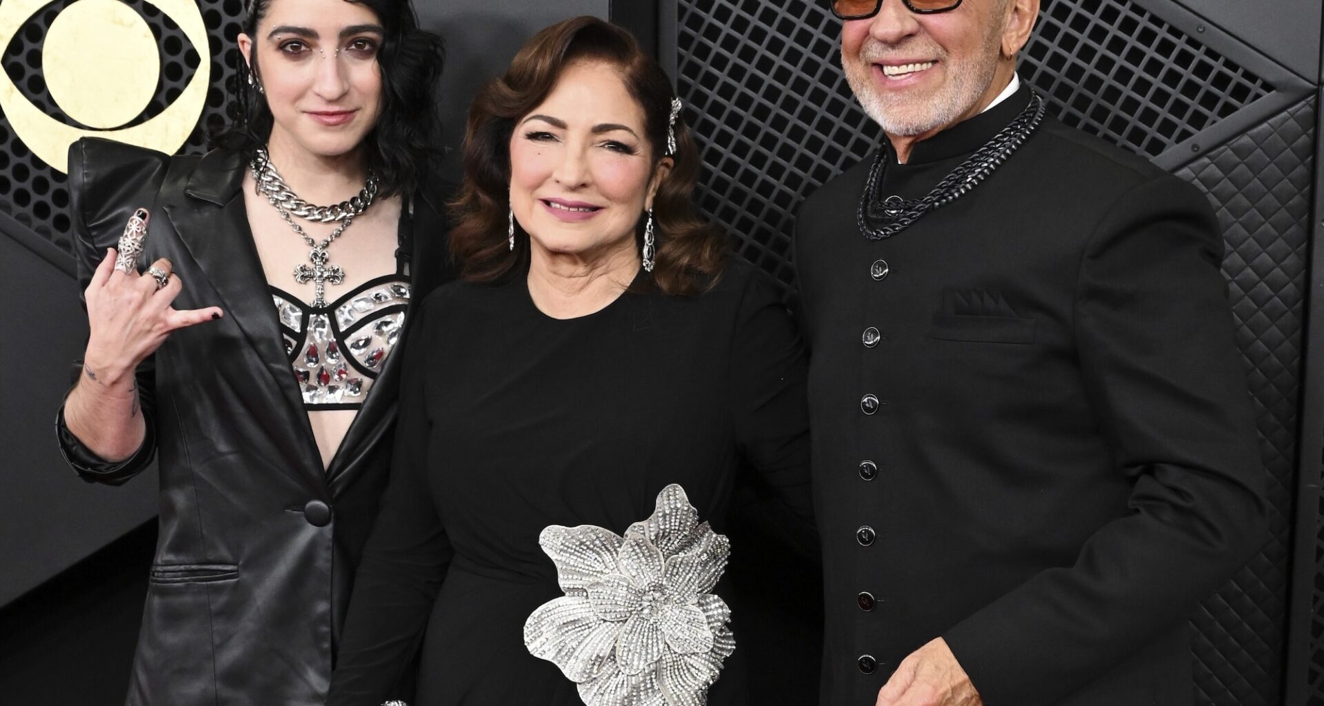Emily Estefan, Gloria Estefan and Emilio Estefan at The 68th Annual Grammy Awards, broadcasting live Sunday, February 1, 2026 on the CBS Television Network, and streaming live and on demand on Paramount+*.. Photo: Phil McCarten/CBS ©2026 CBS Broadcasting, Inc. All Rights Reserved.