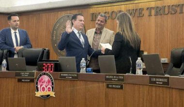 Luis González is sworn in Tuesday night after being appointed to fill a vacant Hialeah City Council seat, marking his return following a 2019 election loss.