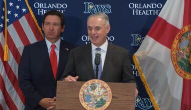 Ron DeSantis, Rob Manfred show support for new Rays stadium at Hillsborough College