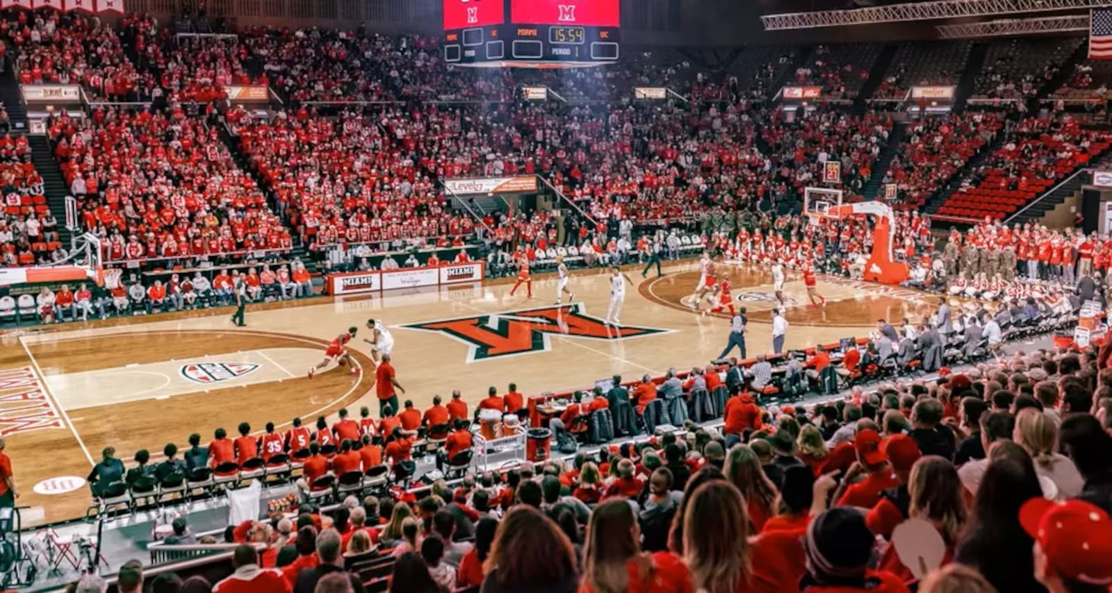 The undefeated Miami University men’s basketball team, which is one of only two undefeated squads nationally, is the talk of campus, according to students. Now 23-0 - and sharing unbeaten honors nationally with traditional hoops powerhouse Arizona University - Miami’s Redhawks squad is packing overflow crowds into 10,000-seat Millett Hall each home game. (File)