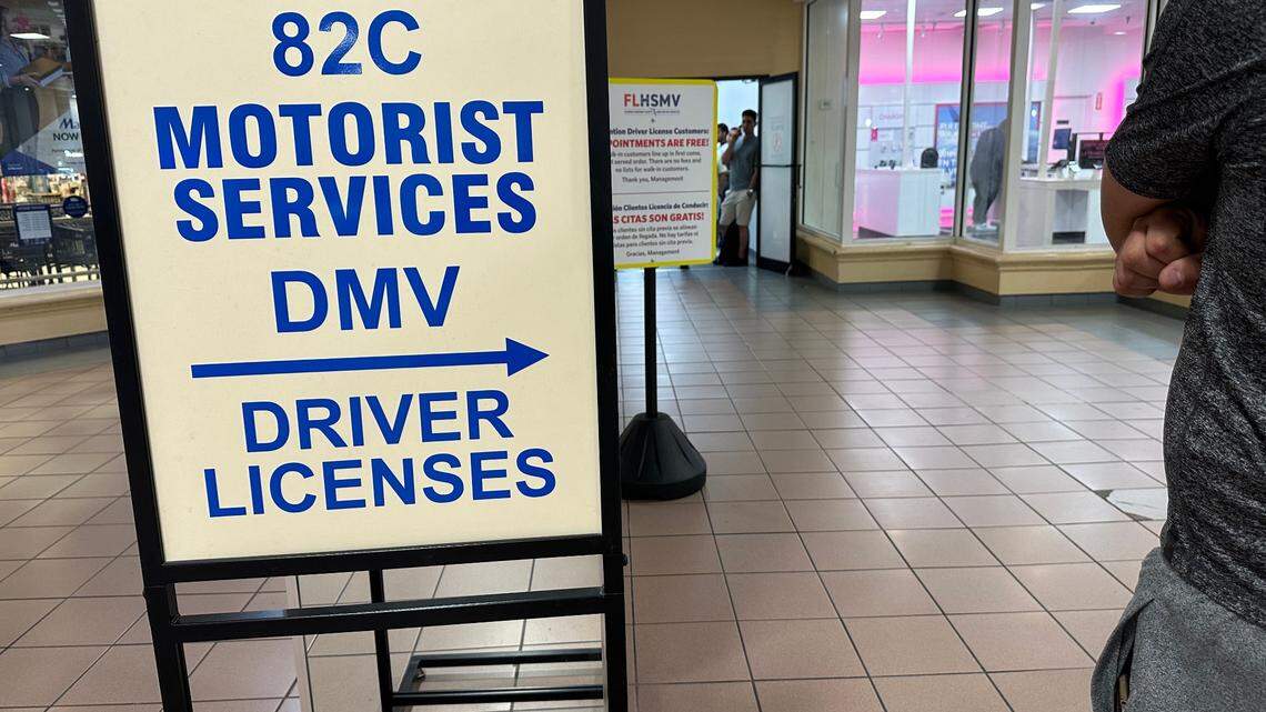A DMV drivers license outlet inside Midway Crossings mall draws a line of motorists applying for or renewing licenses on May 30, 2024.