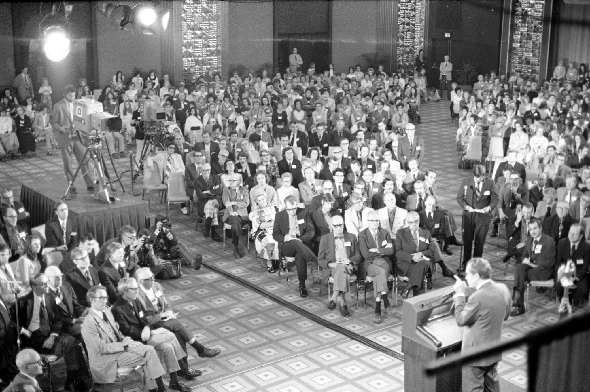 U.S. President Richard Nixon, right bottom, is seen during an...