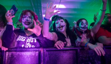 Photo of people with their face painted at the Juggalo Weekend’s First Night in Miami