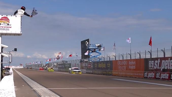 Layne Riggs won his first race of the season at St. Petersburg on Saturday.