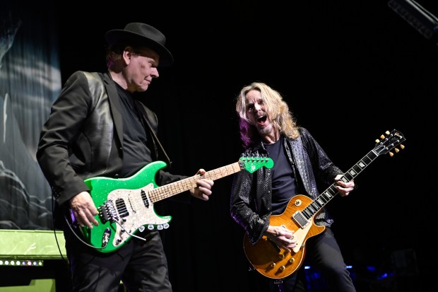 James 'JY' Young, left, and Tommy Shaw of Styx perform in concert at Hard Rock Live, Seminole Hard Rock Hotel and Casino, Hollywood, Florida, USA - Jan 12, 2025. (Michele Eve Sandberg/Contributor)