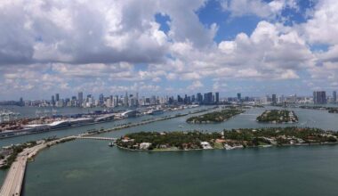 The bedroom view from a unit in the luxury Five Park condo tower in Miami Beach. The condo was listed at $21 million in August 2025.
