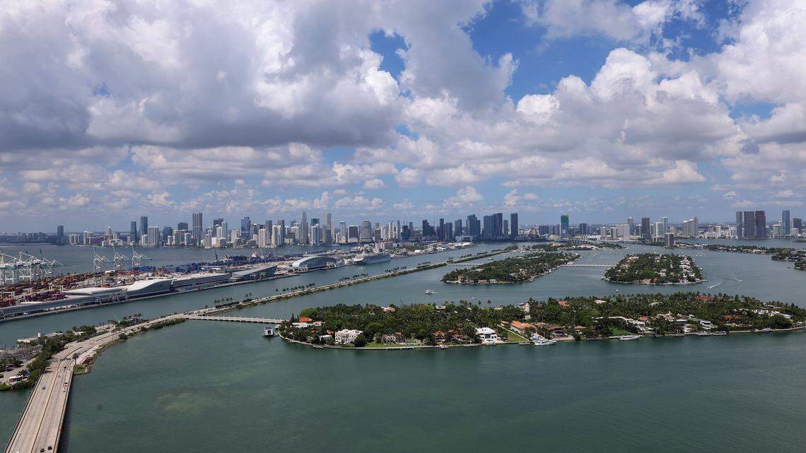 The bedroom view from a unit in the luxury Five Park condo tower in Miami Beach. The condo was listed at $21 million in August 2025.