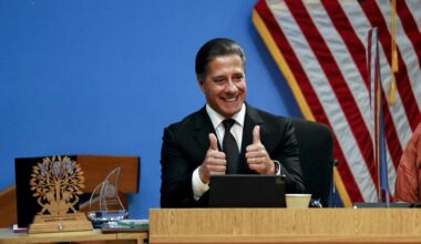 Miami-Dade Public Schools Superintendent Alberto Carvalho reacts during his final meeting at the Miami-Dade County school board administration building on Wednesday, Feb. 9, 2022. On Wednesday, Feb. 25, 2026, the FBI raided his LA office and home. He is now the superintendent of the Los Angeles school district.