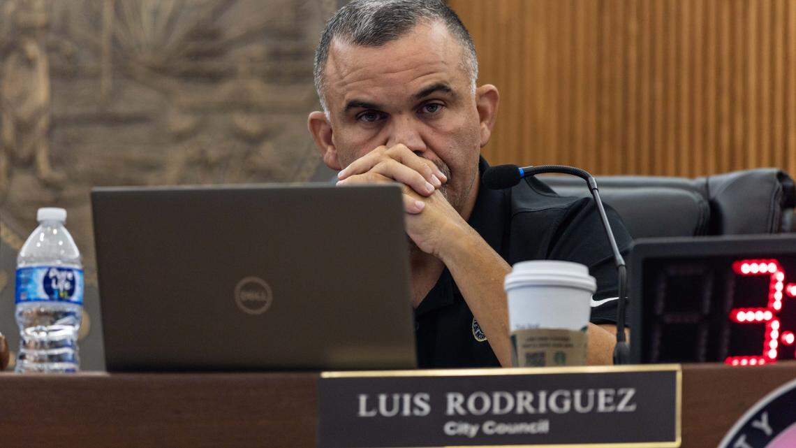 City Council Member Luis Rodriguez looks on during a city budget council meeting at Hialeah City Hall on Monday, September 15, 2025, in Hialeah, Fla.
