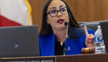 Interim Mayor Jacqueline Garcia-Roves speaks during a city budget council meeting at Hialeah City Hall on Monday, September 15, 2025, in Hialeah, Fla.