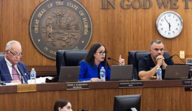 Interim Mayor Jacqueline Garcia-Roves speaks during a city budget council meeting at Hialeah City Hall on Monday, September 15, 2025, in Hialeah, Fla.