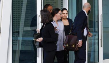 Angelica Pacheco, former Hialeah council member, leaves her court hearing on Monday, Jan. 26, 2026, at the Wilkie D. Ferguson Jr. U.S. Courthouse in downtown Miami, Fla.