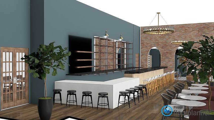 A rendering of The Huguenot's 1,200-square-foot bar and dining area.